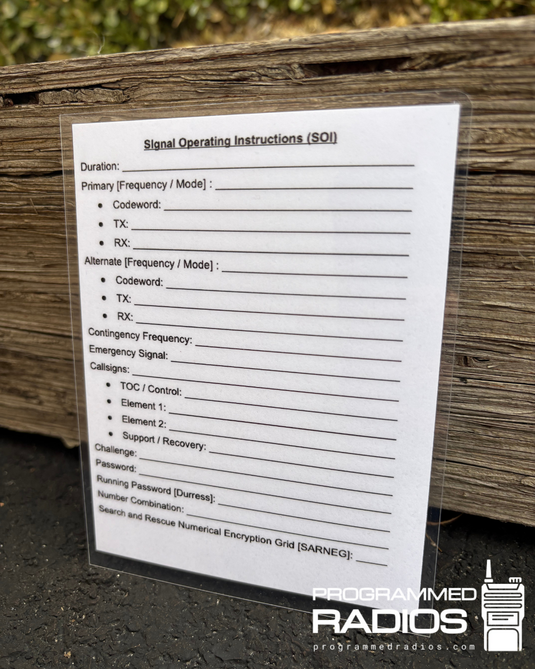 Signal Operating Instructions (SOI) & NATO Card