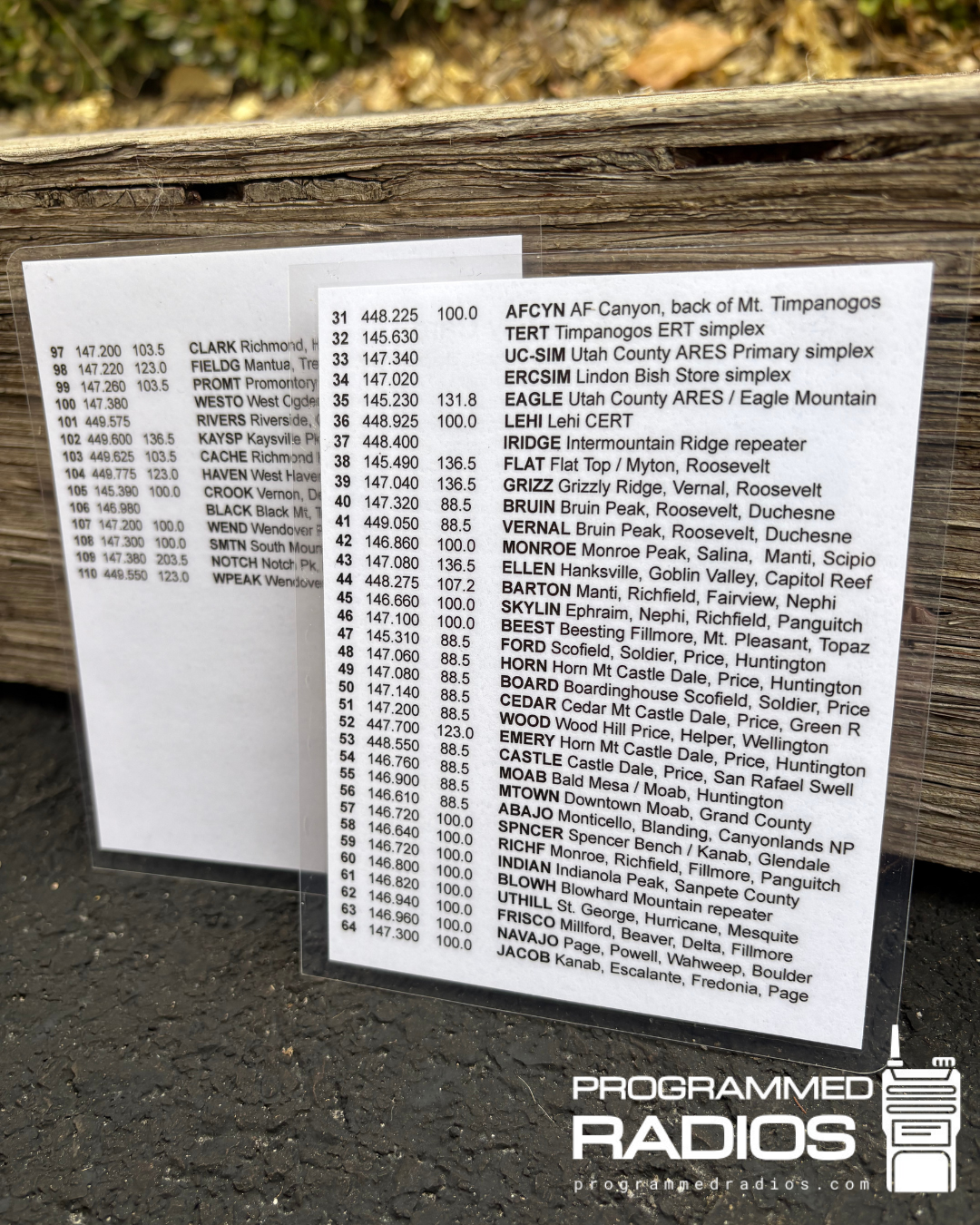 Utah Radio Frequency Cards (Two-Pack)