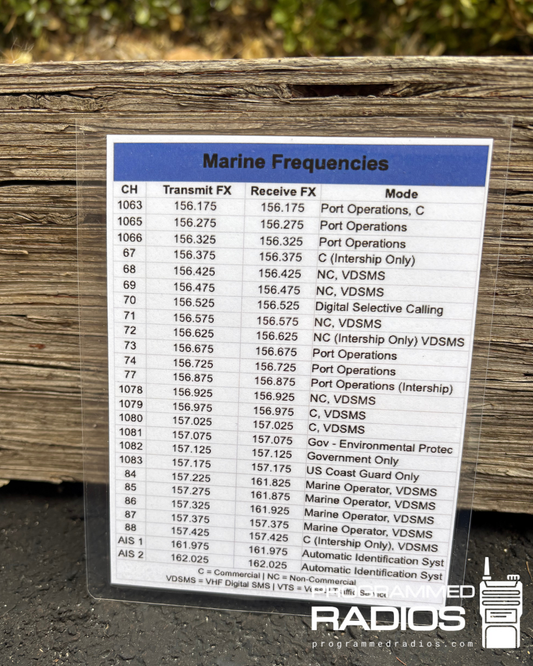 Marine Frequencies Card