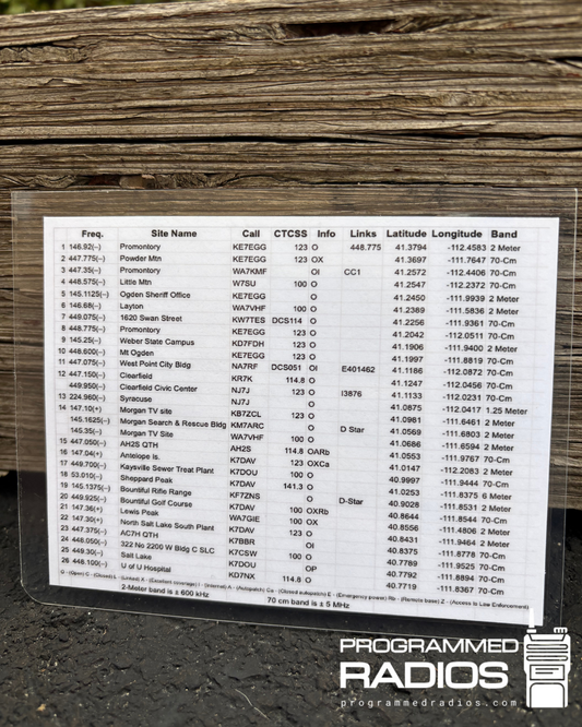 Northern Wasatch Front Repeater Map