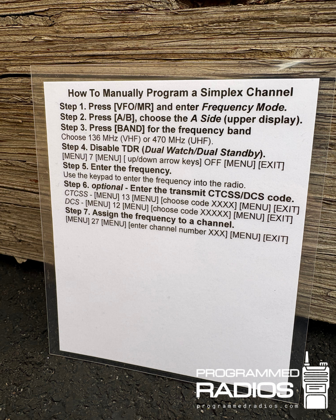 Program Simplex & Repeater Channel Card