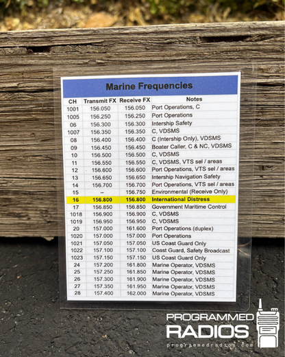 Marine Frequencies Card