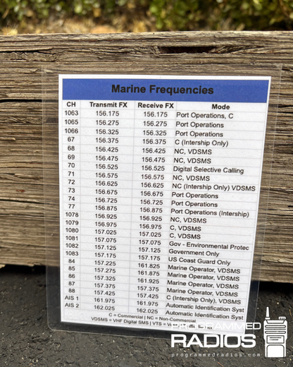 Marine Frequencies Card