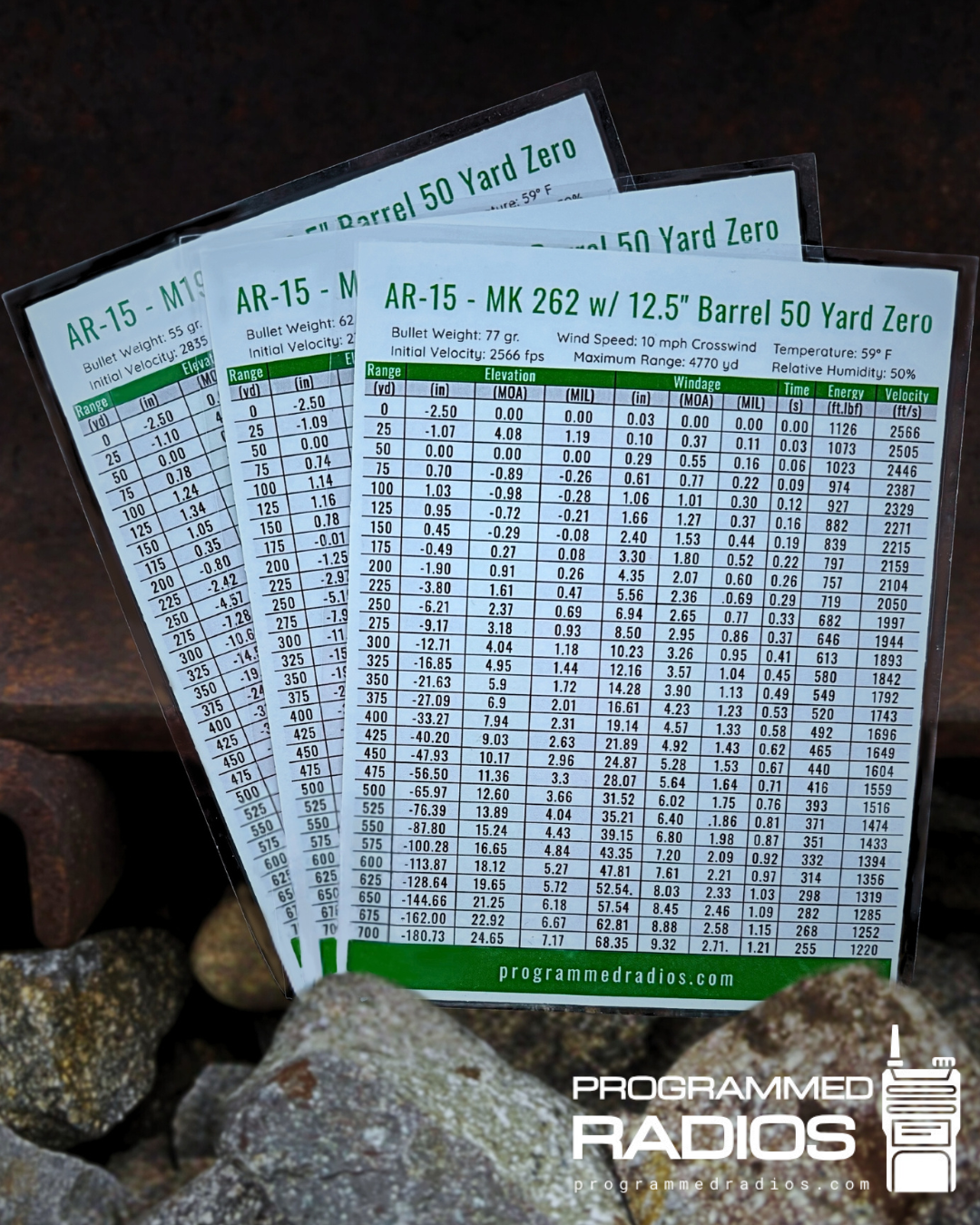 AR-15 12.5” 50 Yard Zero Pack - 55 gr, 62 gr, 77 gr